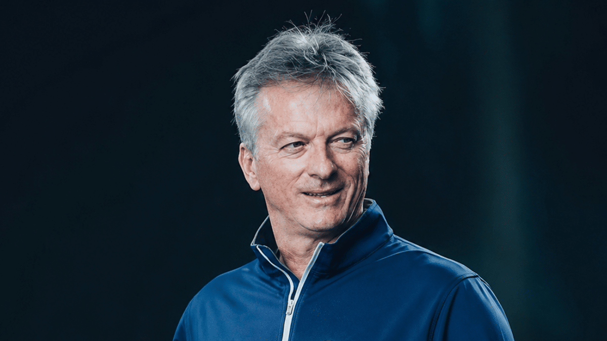 Steve Waugh in a navy sports pullover